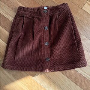 GAP Brown Corduroy Mini Skirt Pleated Ribbed